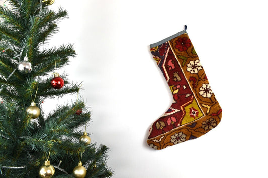 Kilim Christmas Stocking Vintage Rug Stocking Ethnic Decorative Xmas Socks S673