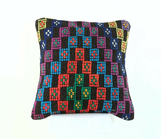 Handwoven Kilim Pillow Cover Decorative Cushion Cover 16x16 Vintage Pillow A704