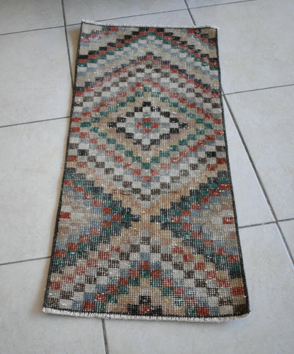 Oushak Runner 3.1x1.3 ft Vintage Turkish Rug Small Runner Anatolian Rug Y06