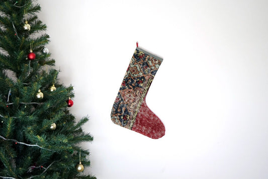 Kilim Christmas Stocking Vintage Rug Stocking Ethnic Decorative Xmas Socks S382