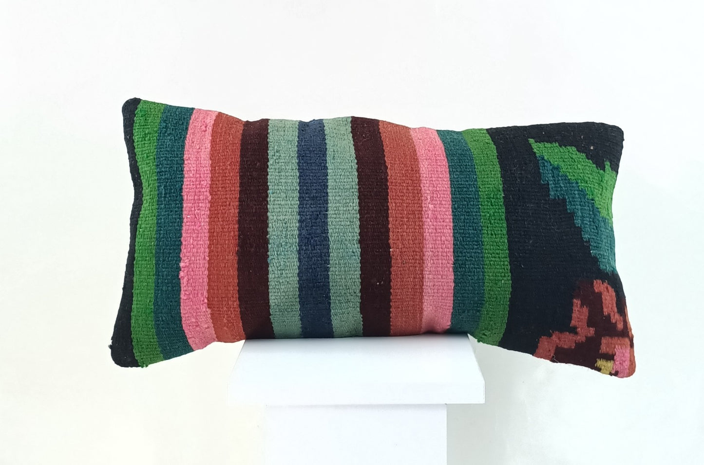 10x20 Kilim Lumbar Pillow Cover Vintage Ethnic Oushak Kilim Pillow Cover 2242
