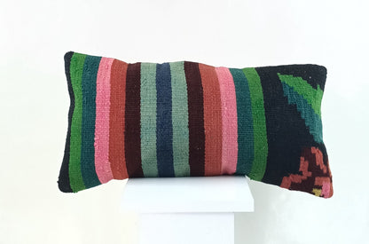 10x20 Kilim Lumbar Pillow Cover Vintage Ethnic Oushak Kilim Pillow Cover 2242
