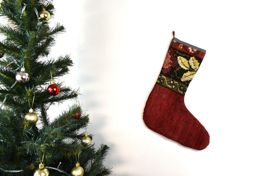 Kilim Christmas Stocking Vintage Rug Stocking Ethnic Decorative Xmas Socks S775