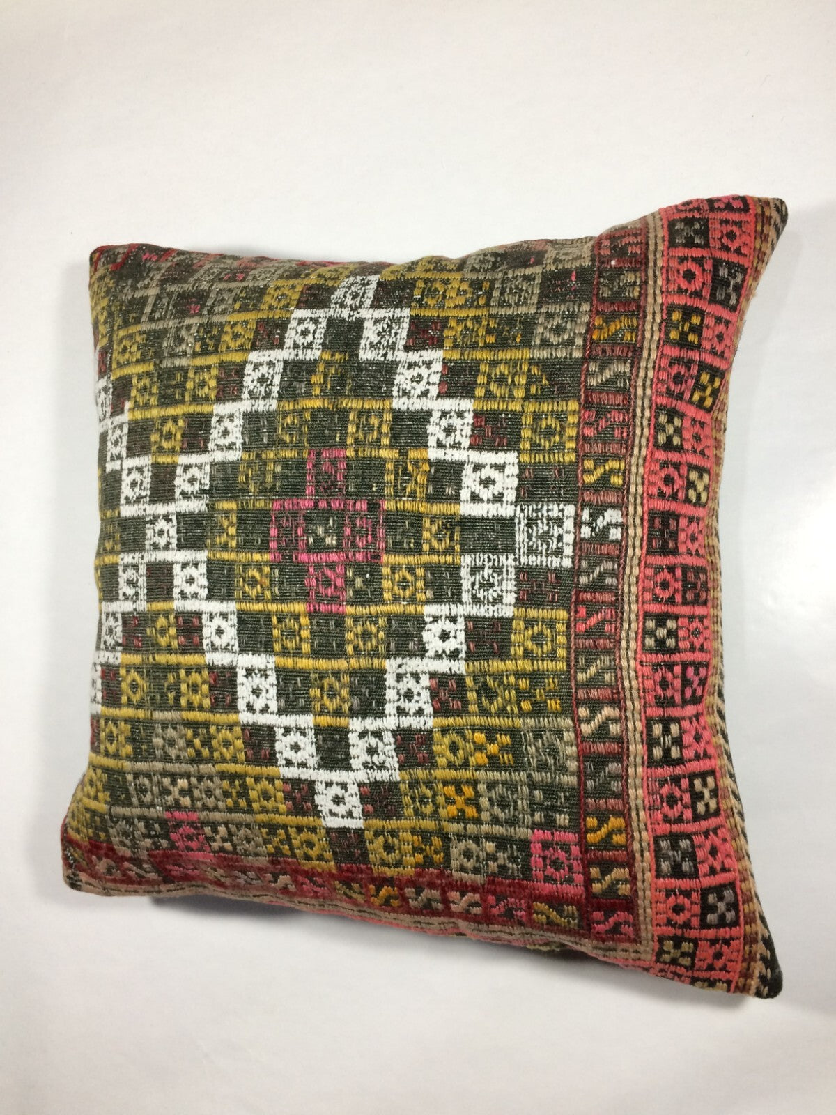18"x18" Kilim Pillow Cover  Handmade Turkish Vintage Cushion Tribal Lumbar 680