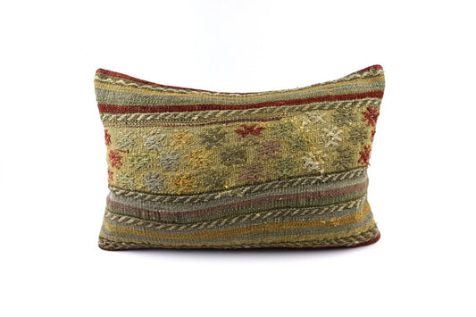 16x24 Kilim Pillow Cover Handmade Vintage Anatolian Lumbar Cushion Cover 4759