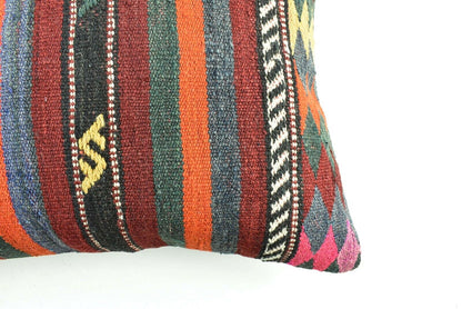 Kilim Pillow Cover 16x24 Tribal Vintage Turkish Carpet Lumbar Pillow Cover 3119