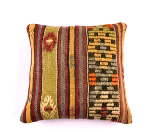 16x16 Ethnic Vintage Turkish Rug Pillow Cover Home Decorative Boho Cushion 4514