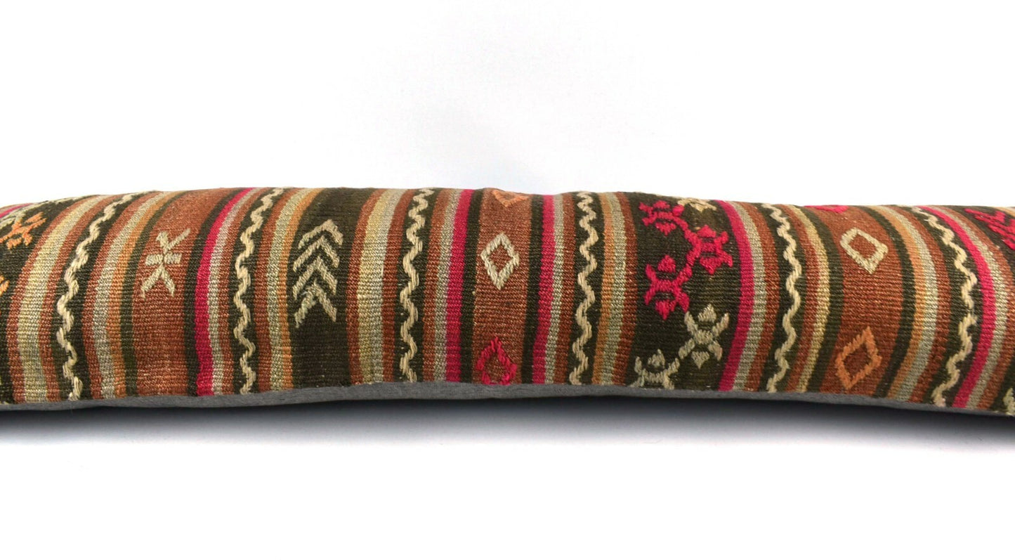 Kilim Pillow Cover 12x48 Vintage Handwoven Long Lumbar Pillow Cover  A3286
