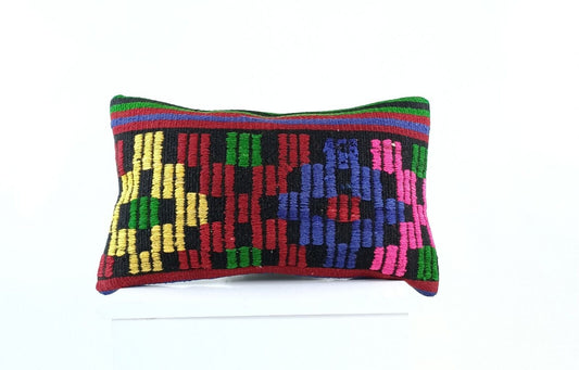 Kilim Pillow Cover 12x20 Turkish Handmade Sofa Couch Floor Lumbar Cushion E988