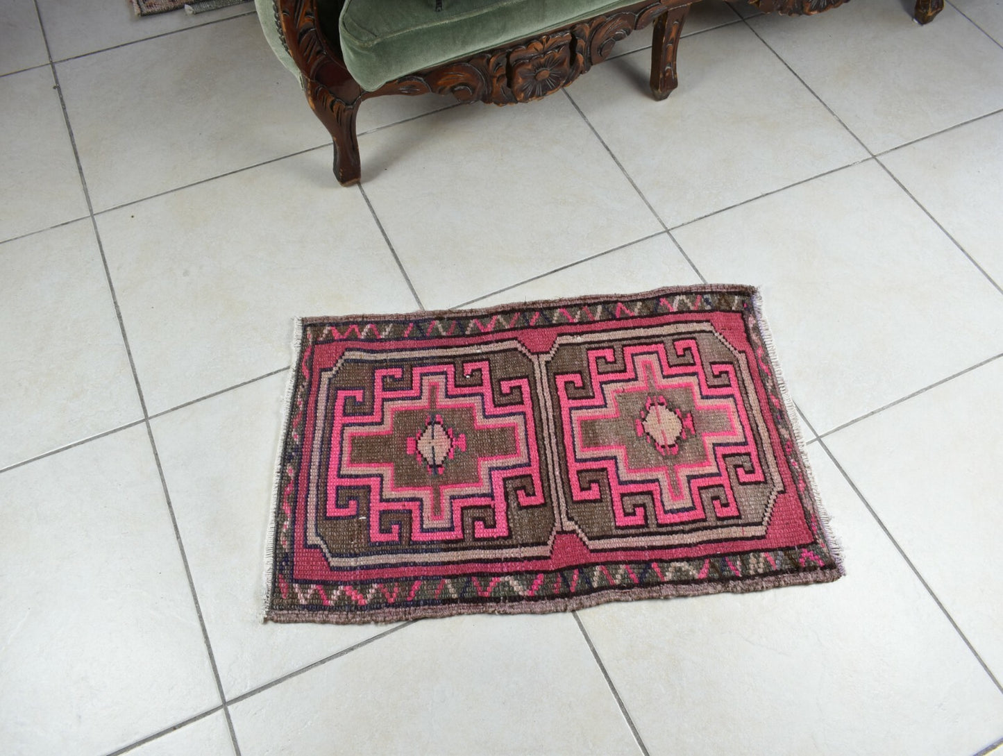 Anatolian Runner 2.3x1.5 ft Vintage Turkish Runner Oushak Runner Rug Y41