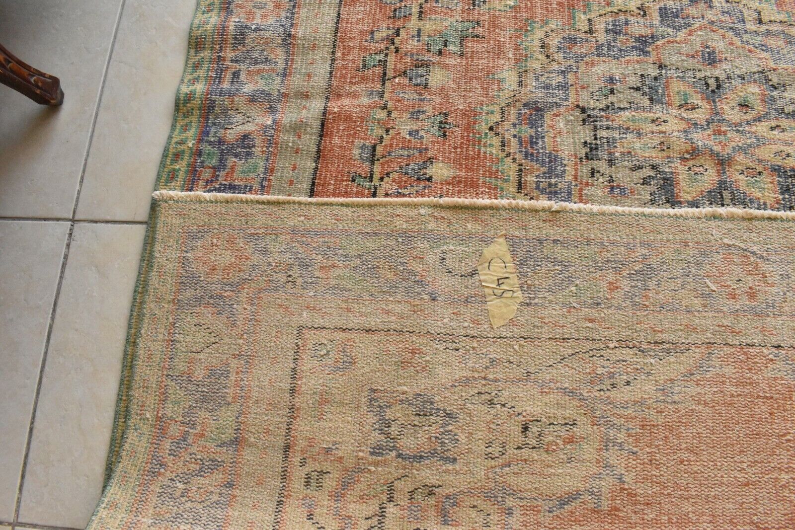 Handmade Area Rug 8.6 x 5.5 ft Distressed Anatolian Vintage Medallion Rug  C45