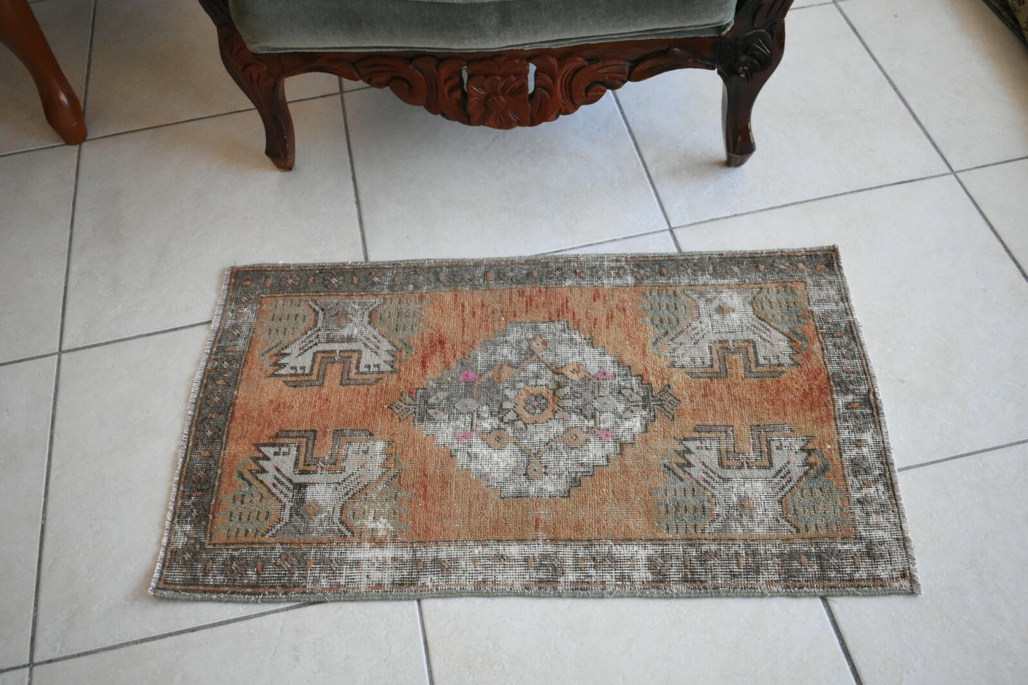 Turkish Runner 2.7x1.5 ft Runner Vintage Oushak Runner Small Faded Runner Y14