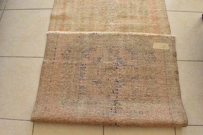 Vintage Oushak Runner 3 x 10.4 ft Handmade Wool Turkish Long Floor Rug C19