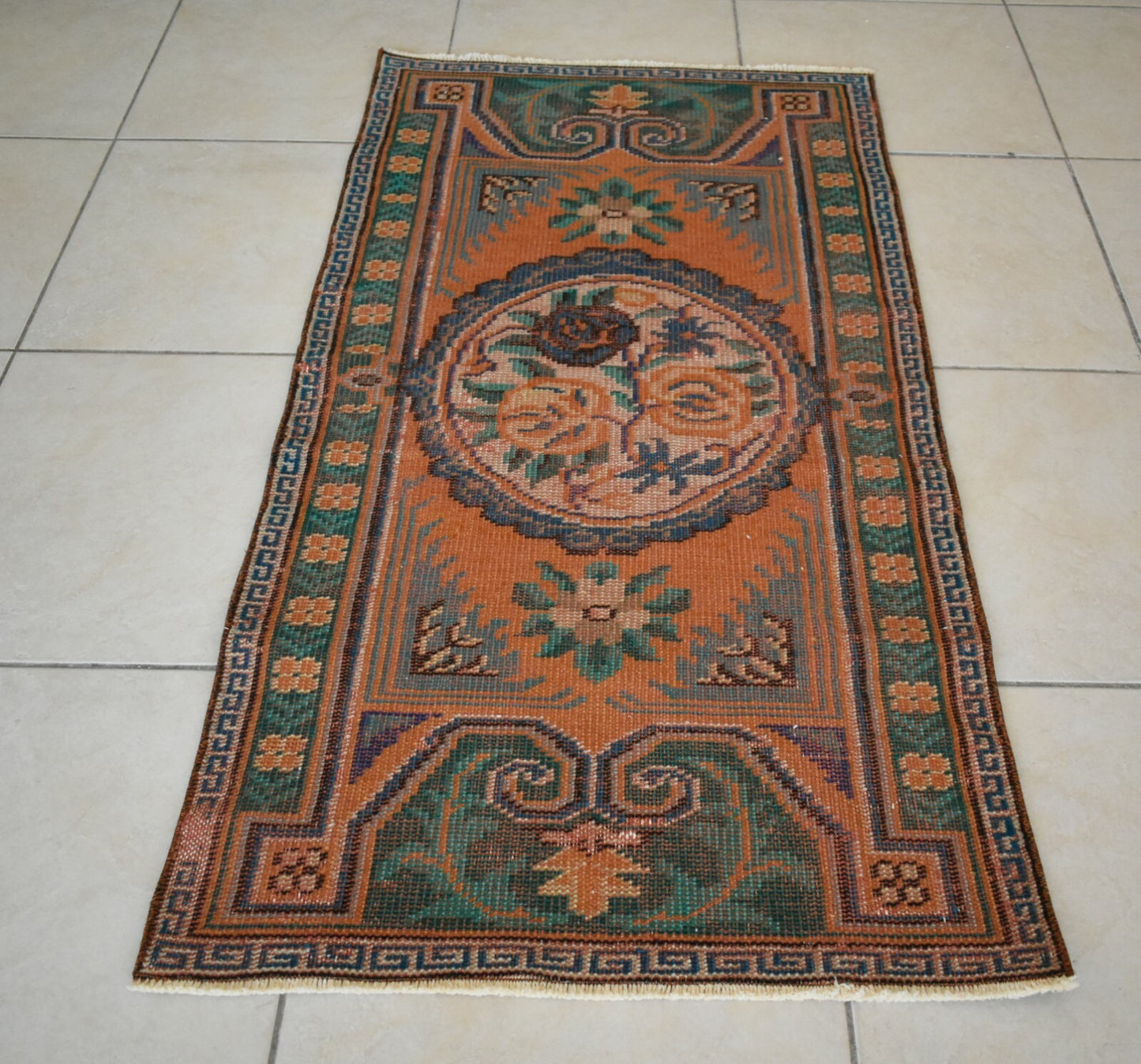 Small Turkish Runner 4.4x2.2 ft Vintage Runner Hallway Runner Handwoven Rug R14