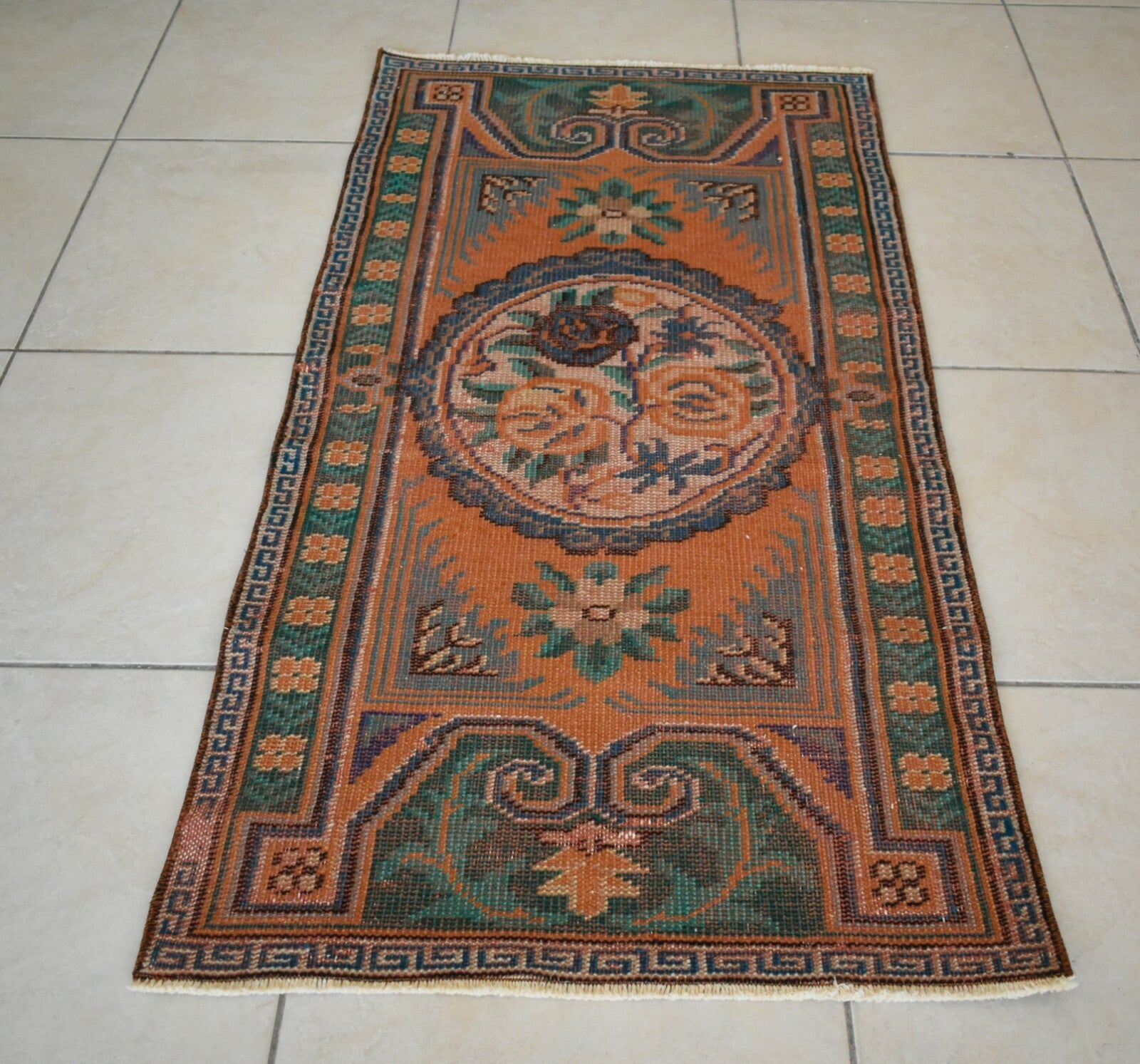 Small Turkish Runner 4.4x2.2 ft Vintage Runner Hallway Runner Handwoven Rug R14