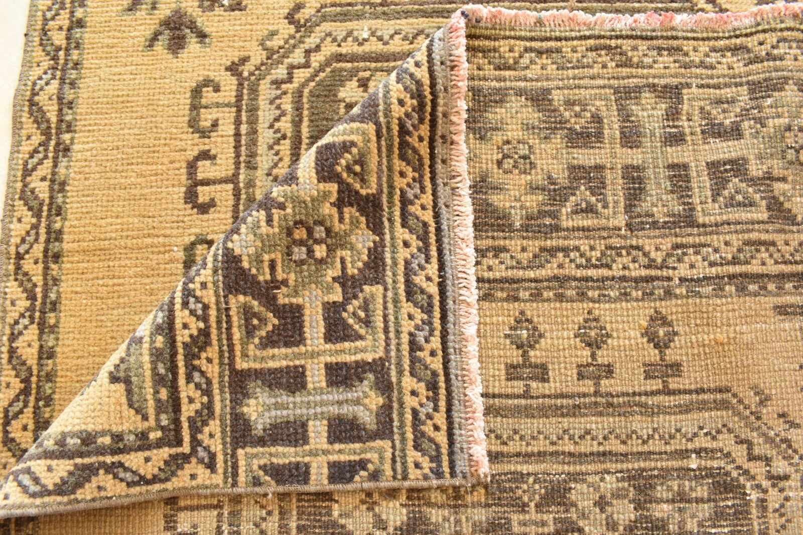Vintage Oushak Runner 3.2 x 11.7 ft Handmade Wool Turkish Long Floor Rug C18