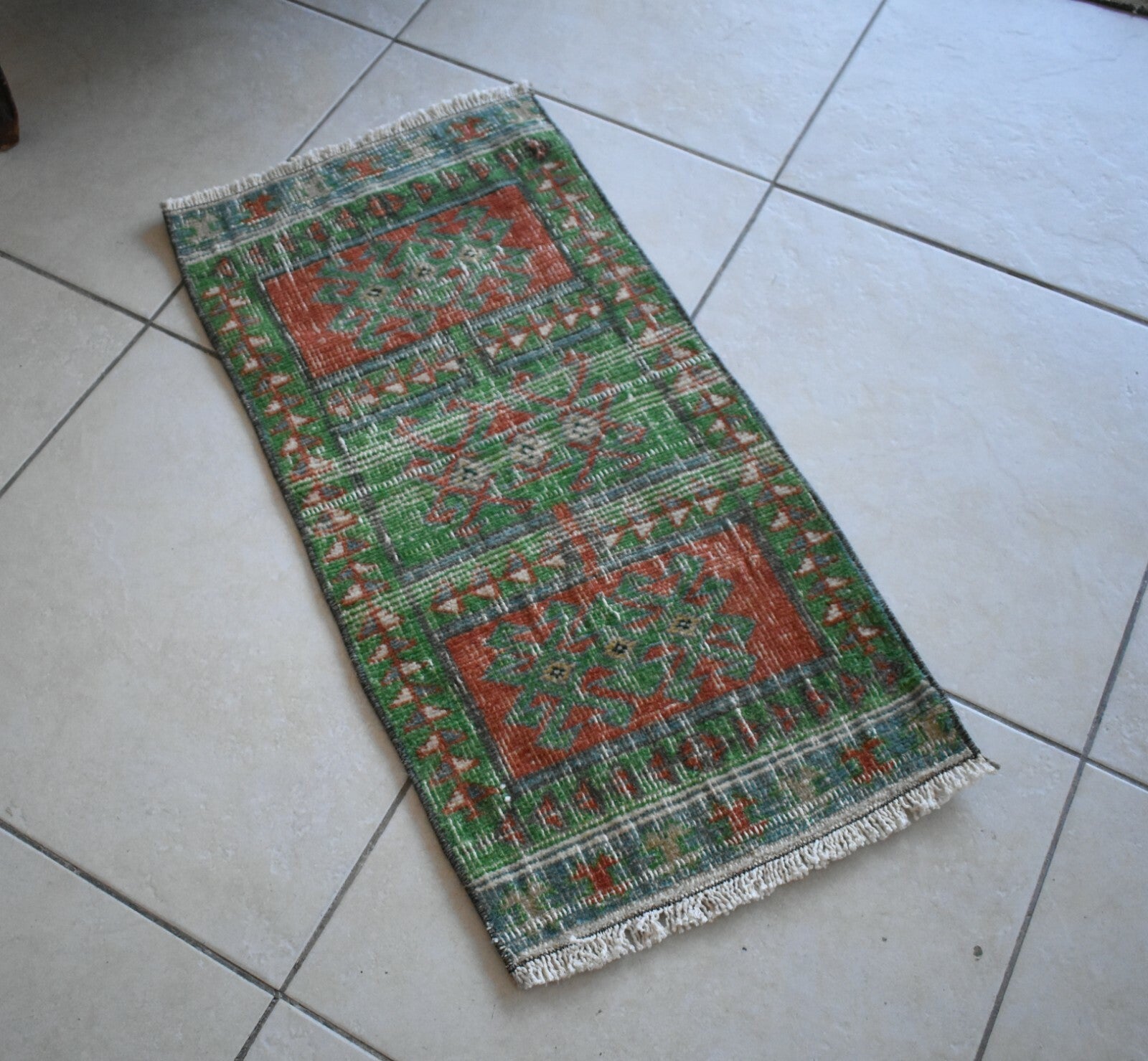 Small Turkish Runner 2.5x1.2 ft Vintage Oushak Rug Anatolian Rug Faded Rug Y04