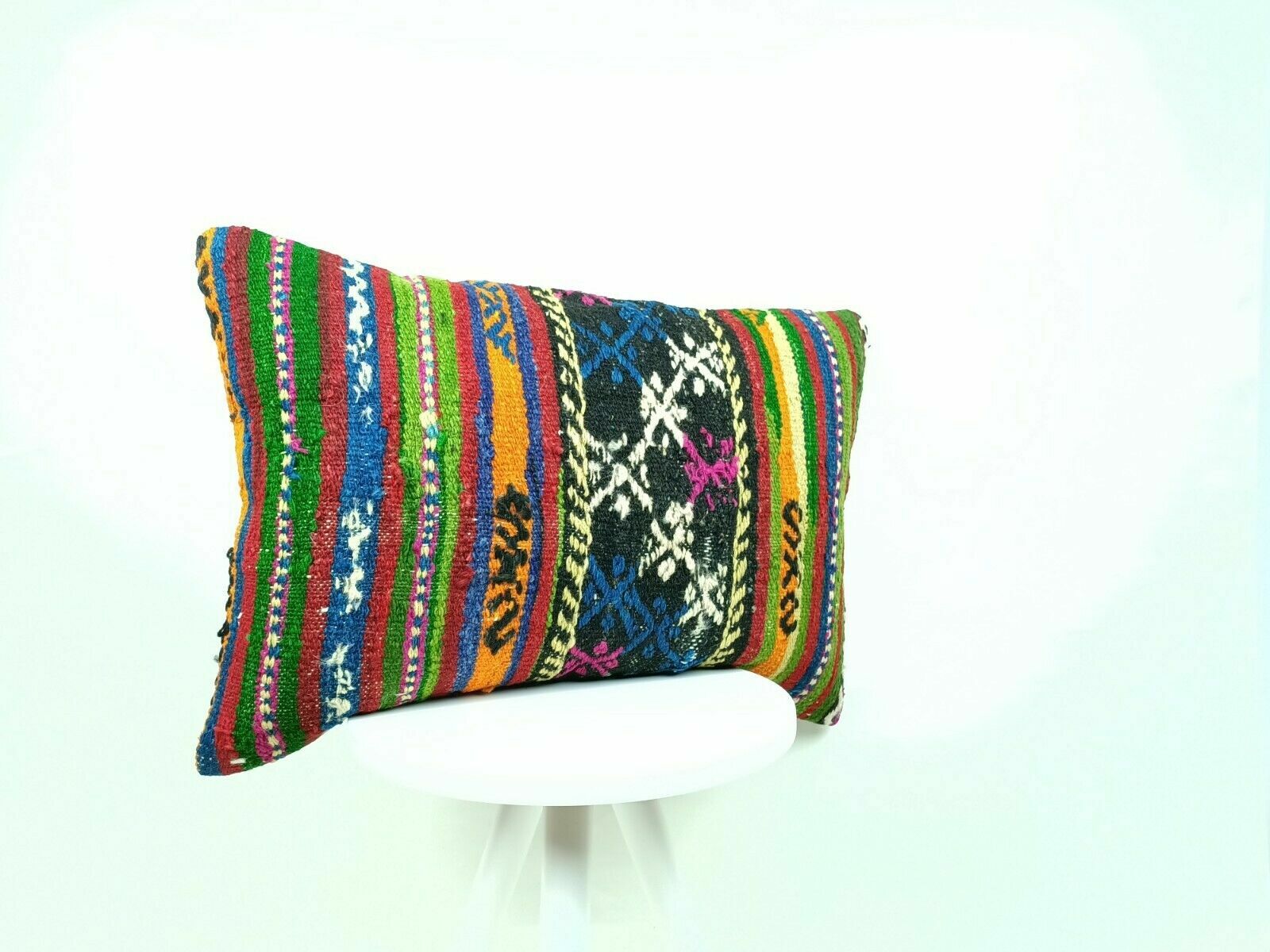 Handmade Kilim Pillow Cover 16x24 Vintage Rug Tribal Ethnic Bohemian Lumbar E465