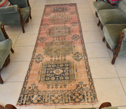 Traditional Handmade Runner Rug 3 x 11 ft Traditional Vintage Oushak Kilim C06