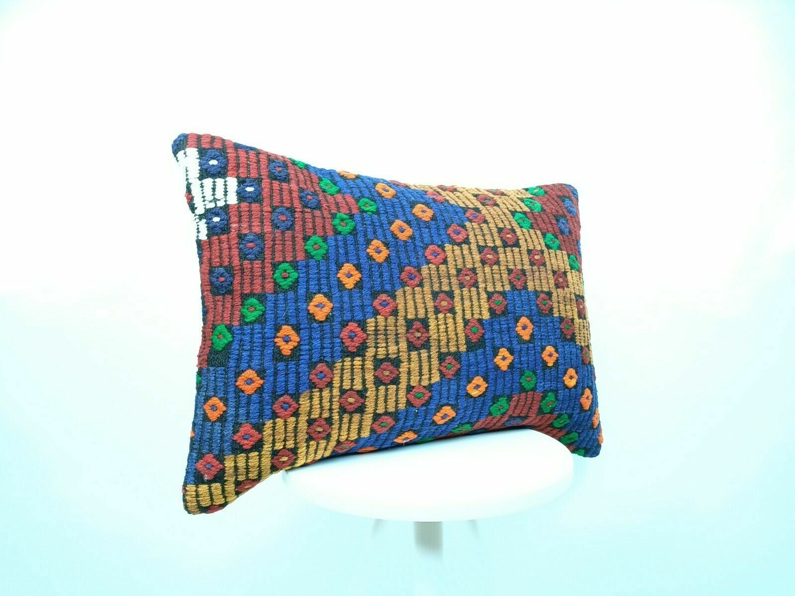 Kilim Pillow Cover 16x24 Handmade Home Decorative Sofa Wool Lumbar Cushion E453