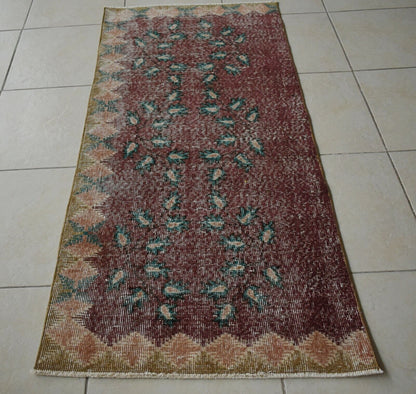 Vintage Runner 5.3x2.4 ft Oushak Runner Anatolian Rug Faded Turkish Runner R31