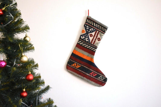 Vintage Rug Stocking Christmas Sock Xmas Decor Kilim Christmas Stocking S253