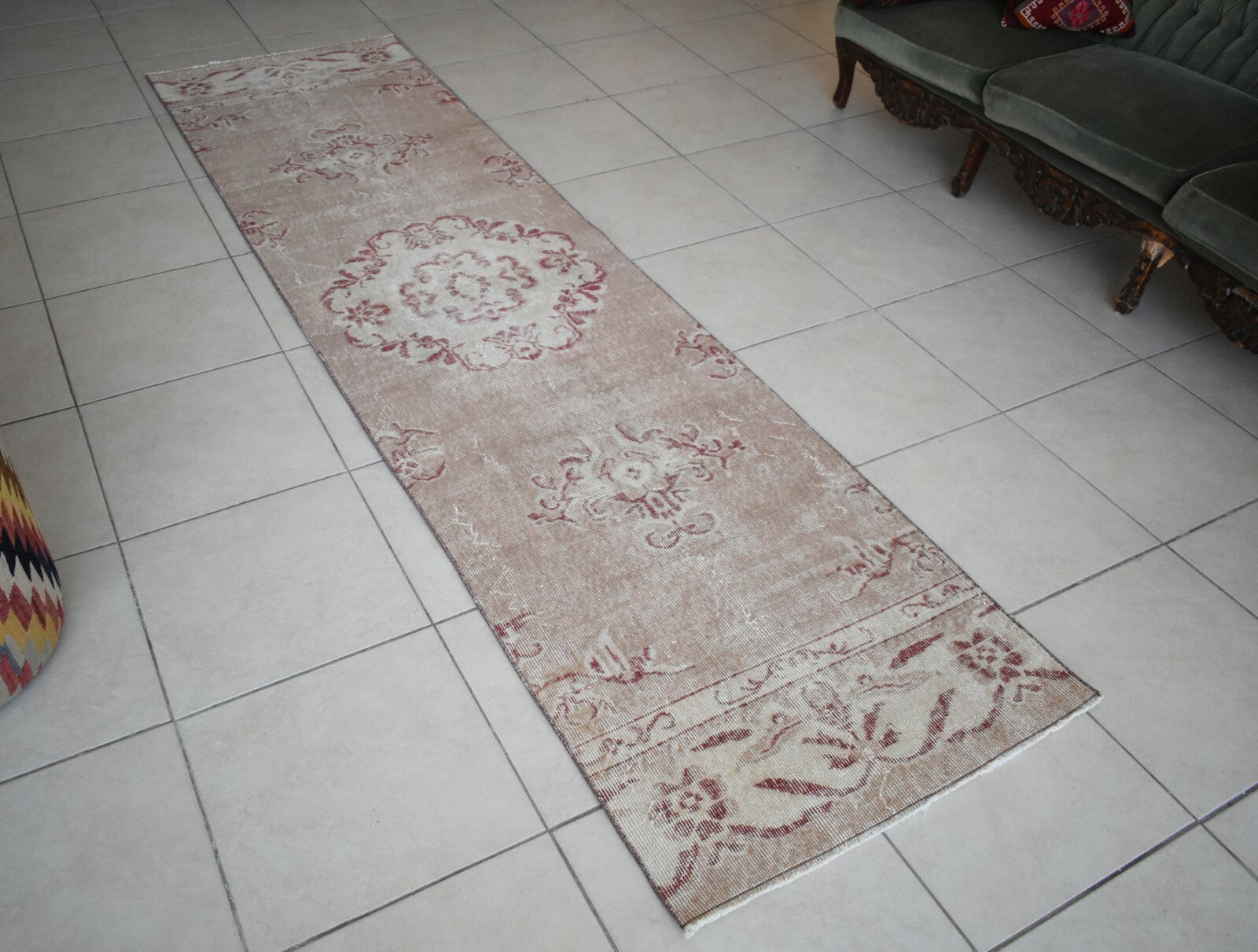 Oushak Runner 10x2.6 ft Handwoven Turkish Runner Vintage Runner Floor Rug R05