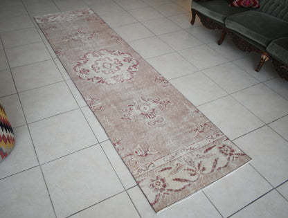 Oushak Runner 10x2.6 ft Handwoven Turkish Runner Vintage Runner Floor Rug R05