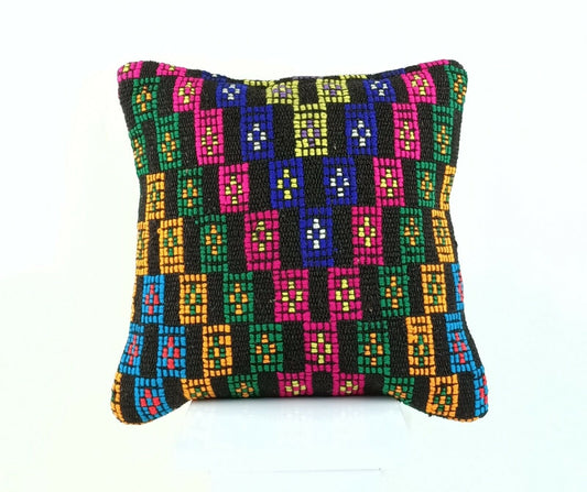 Oushak Kilim Pillow 16x16 Handmade Vintage Decorative Bohemian Sofa Cushion A679