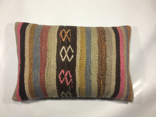 Kilim Pillow Cover 16x24 Tribal Vintage Turkish Carpet Lumbar Pillow Cover 1016