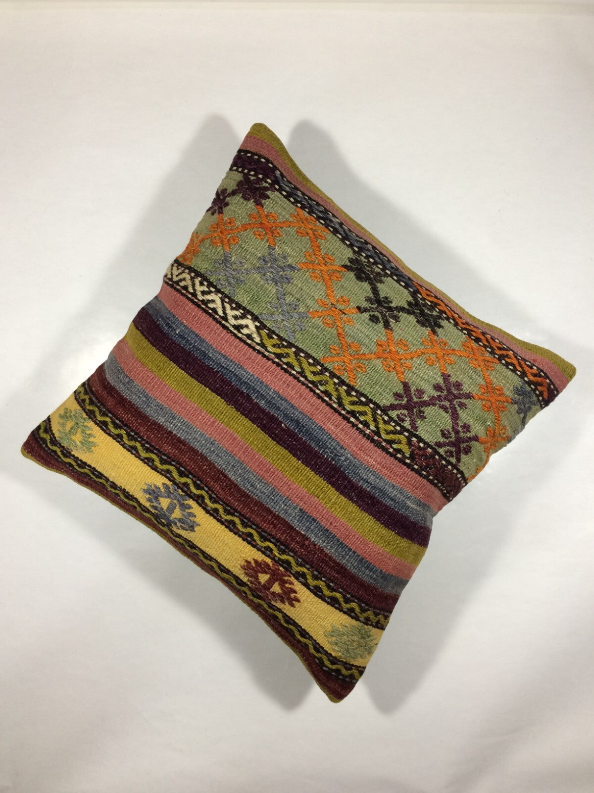 18"x18" Kilim Pillow Cover  Handmade Turkish Vintage Cushion Tribal Lumbar 676