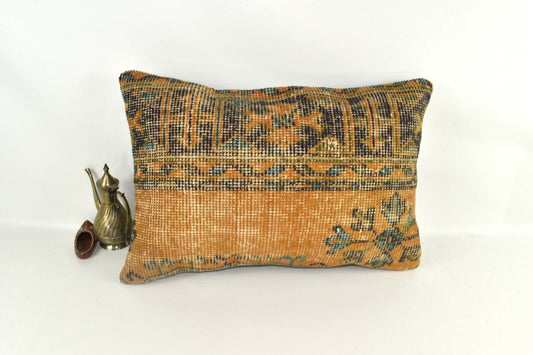 Kilim Pillow Cover 16x24 in Traditional Handmade Anatolian Lumbar Cushion A2344