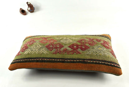 Kilim Lumbar Pillow Cover 10x20 Decorative Handmade Sofa Couch Cushion A2730