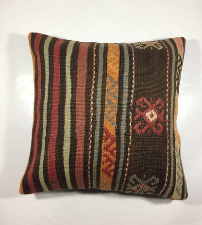 18"x18" Kilim Pillow Cover  Handmade Turkish Vintage Cushion Tribal Lumbar 704