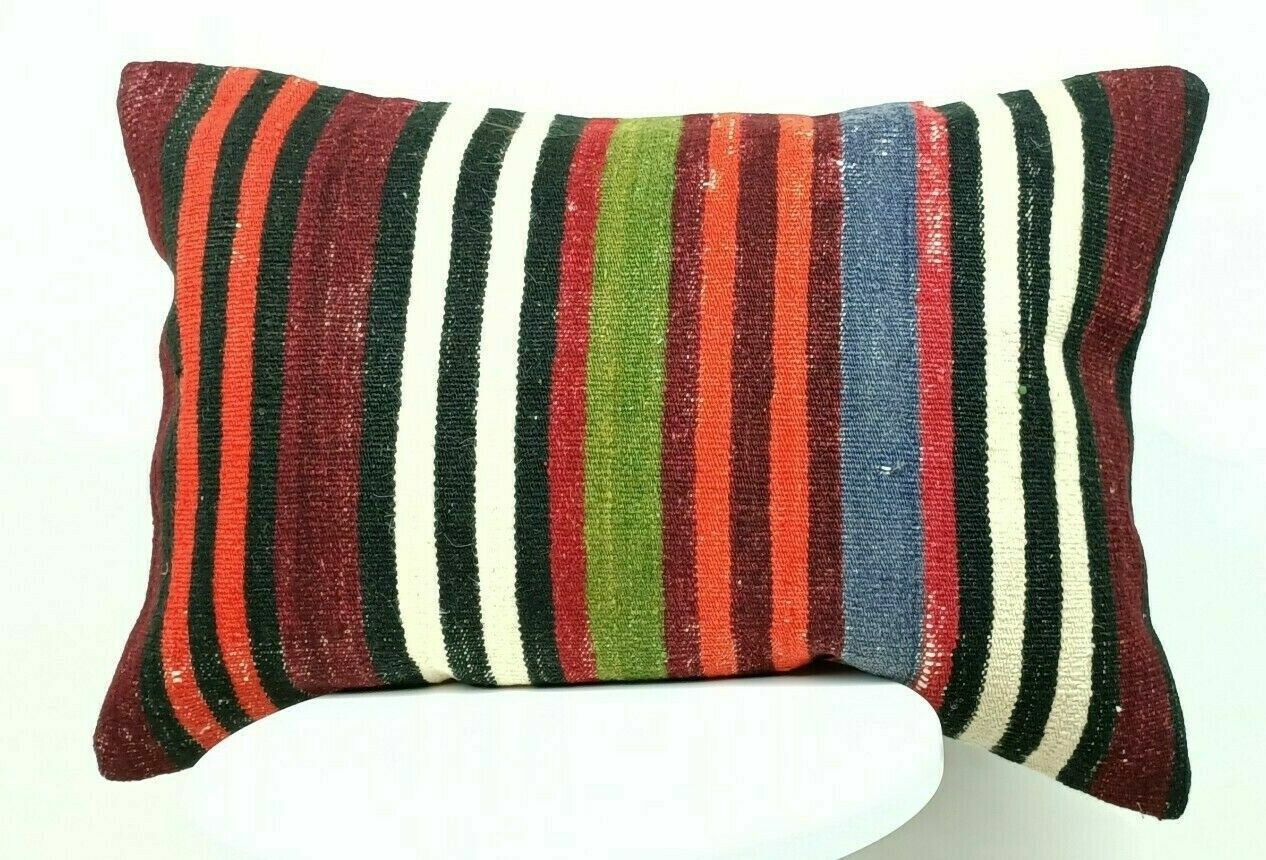 Kilim Lumbar Pillow Handknotted Oushak Rug Oriental Bohemian Ethinc Cushion E508