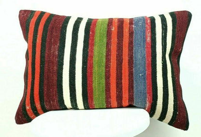 Kilim Lumbar Pillow Handknotted Oushak Rug Oriental Bohemian Ethinc Cushion E508