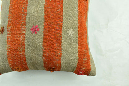 18"x18" Kilim Pillow Cover  Handmade Turkish Vintage Cushion Tribal Lumbar 3050