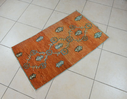 Small Turkish Runner 3.7x2.1 ft Vintage Runner Hallway Runner Handwoven Rug R40