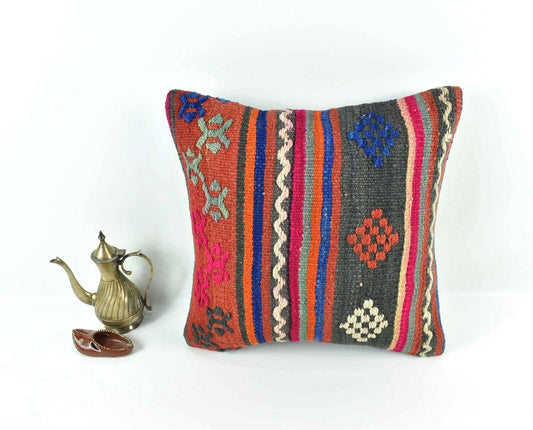 Kilim Pillow Cover 16x16 Home Decorative Vintage Handmade Cushion Cover A1961