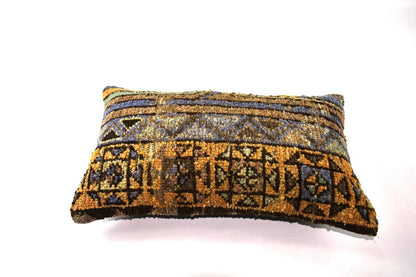 Kilim Pillow Cover 12x20 Handmade Turkish Rug Boho Ethnic Lumbar Cushion 4241