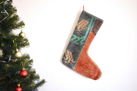 Christmas Stocking Kilim Christmas Sock Rug Gift Stocking Xmas Decor Socks S237