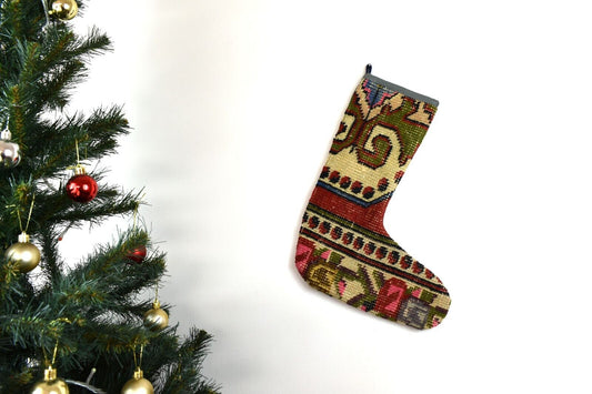 Kilim Christmas Stocking Vintage Rug Stocking Ethnic Decorative Xmas Socks S737