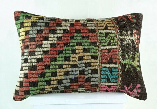 Home Decorative Handmade Throw Pillow Cover 16x24 Handmade Kilim Cushion E1240