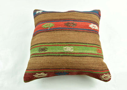 18"x18" Kilim Pillow Cover  Handmade Turkish Vintage Cushion Tribal Lumbar 3031