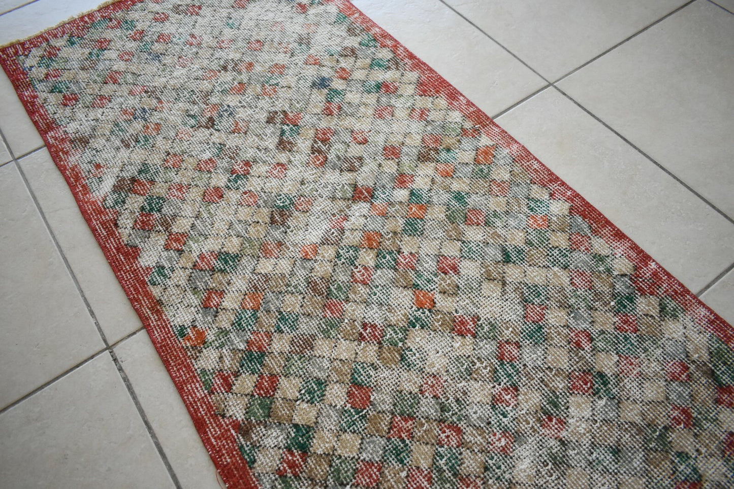 Small Turkish Runner 4.8x2 ft Vintage Runner Hallway Runner Handwoven Runner R13
