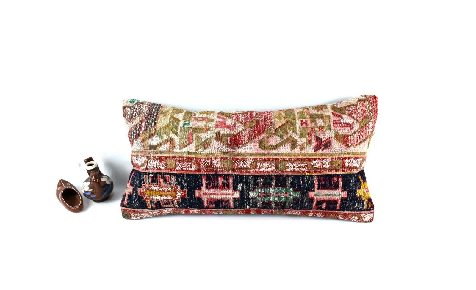 10x20 Kilim Lumbar Pillow Cover Vintage Ethnic Oushak Kilim Pillow Cover A3008