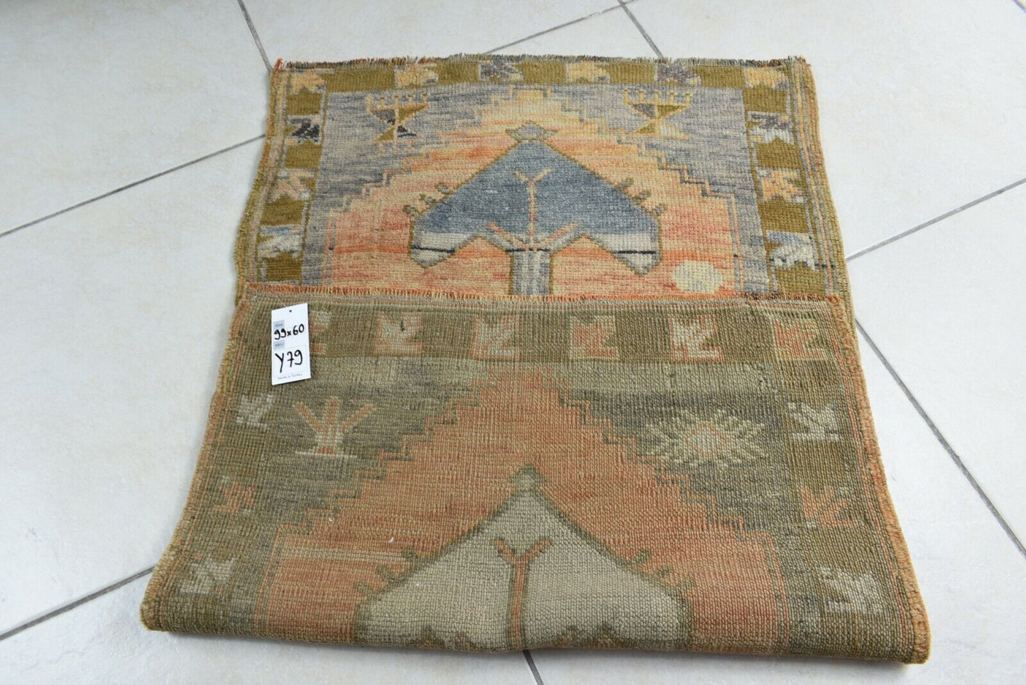 3.2x1.9 ft Anatolian Runner Small Vintage Rug Oushak Runner Mini Turkish Rug Y79