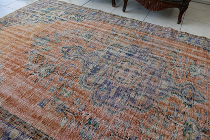 Large Turkish Rug 9.7x5.9 ft Vintage Rug Faded Oushak Rug Living Room Carpet B26