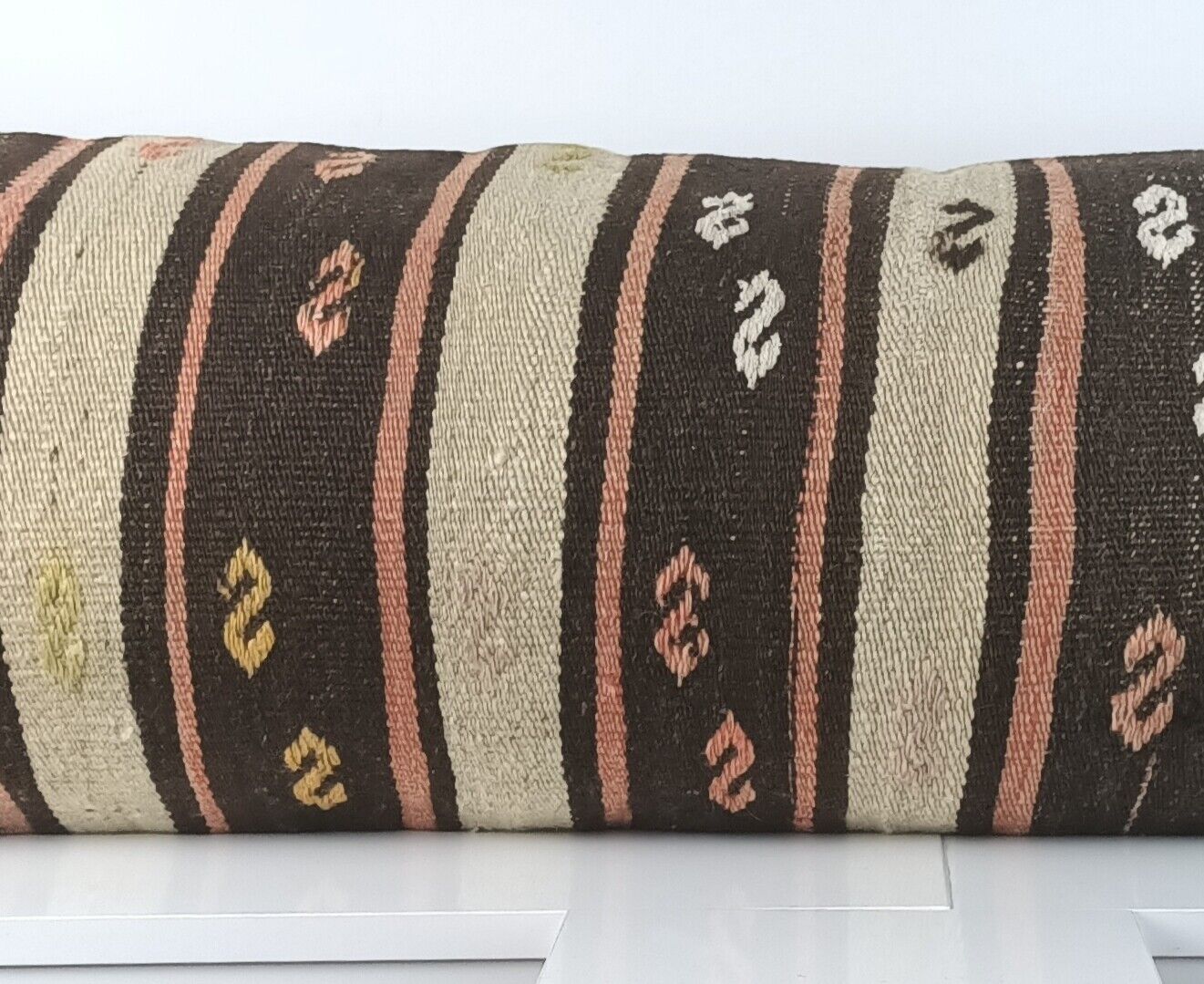 Kilim Lumbar Cover 16x48 Handmade Extra Large Turkish Ethnic Throw Pillow A1600