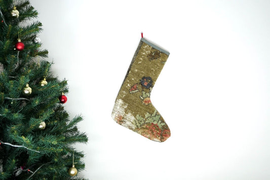 Kilim Christmas Stocking Vintage Rug Stocking Ethnic Decorative Xmas Socks S483